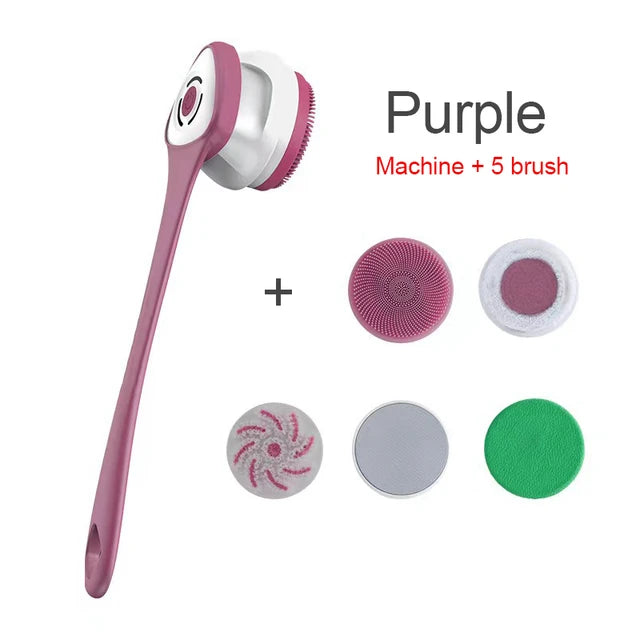 Electric Bath Brush Cross-Border Rechargeable Bath Rub Waterproof Soft Fur Bath Brush Removable Massage Brush Household Foot Grinder