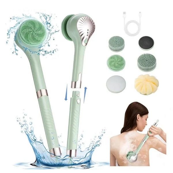 Multifunctional Electric Bath Brush Rechargeable Shower Body Brush Long Handle Waterproof Bathing Back Brush Skin Cleaning Brush