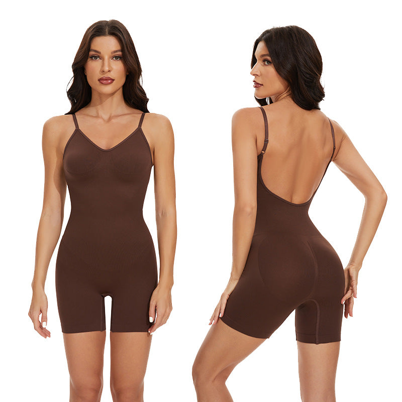 Fashion Seamless Cross-Border Hot Selling Yoga Postpartum Hip Lifting Body Shaping Belly Contraction Backless Siamese Boxer Body Corset