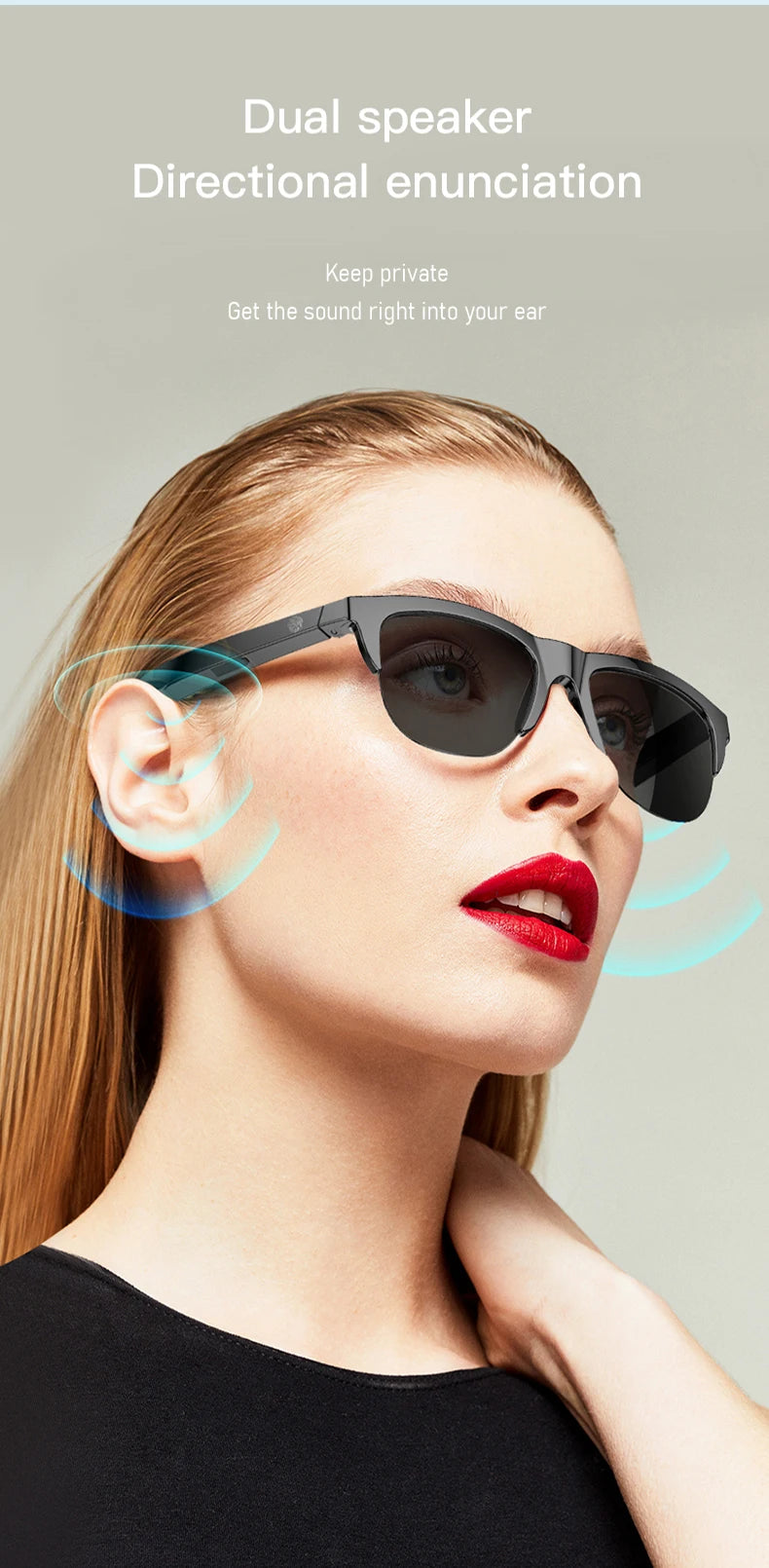 F06 Wireless Bluetooth Smart Glasses Headphones, Waterproof Stereo Android